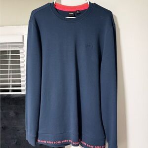 Boss Dark Blue Sweatshirt with Pink Detailing